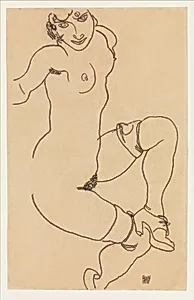 Seated Nude in Shoes and Stockings