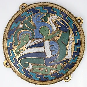 Combat Between Dragon and Dog (one of five medallions from a coffret)