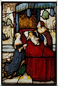 Glass Panel of Elijah and the Widow's Son by Jan van Diependale