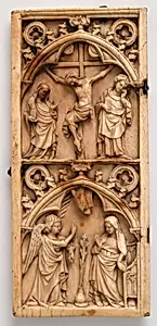 Leaf from a Diptych with the Crucifixion and Annunciation