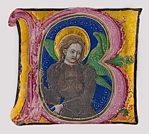 Manuscript Leaf Cutting from a Choir Book with an Illuminated Initial B and the Archangel Michael