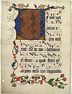 Manuscript Leaf with the Initial V, from an Antiphonary