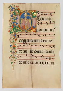Manuscript Leaf with the Trinity in an Initial G, from an Antiphonary