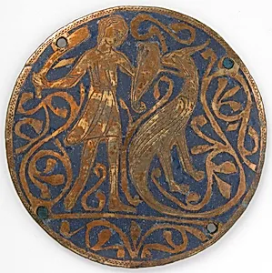 Medallion with Man Fighting Basilisk
