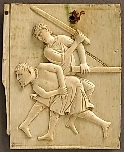 Panel from an Ivory Casket with the Killing of the King of Hazor (Joshua 11)