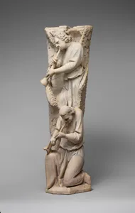 Pilaster of Angels Sounding Trumpets from the Parapet of a Pulpit
