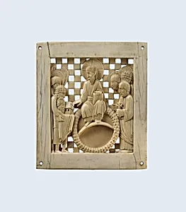 Plaque with Christ Receiving Magdeburg Cathedral from Emperor Otto I