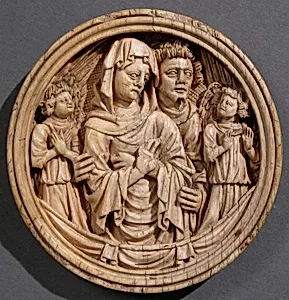 Roundel with the Virgin Mary, Saint John, and Angels