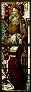 Stained Glass Panel with a Lady and her Patron Saint