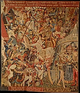 The Battle with the Sagittary and the Conference at Achilles' Tent (from Scenes from the Story of the Trojan War) by Jean or Pasquier Grenier