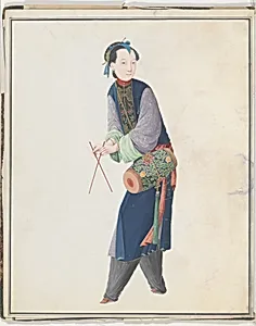 Watercolor of musician playing drum