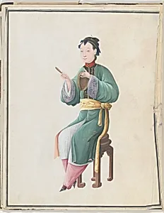 Watercolor of musician playing jiaoluo