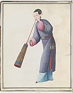 Watercolor of musician playing laba