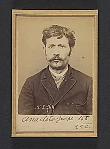 Anacléto. Joseph, Jean-Baptiste. 36 ans, né le 14/7/57. Coiffeur. Anarchiste. 16/3/94. by Alphonse Bertillon
