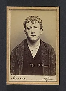 Anceau. Aimé-Firmin. 20 ans, né le 18/2/74 à Paris XIIe. Sculpteur sur bois. Anarchiste. 17/7/94. by Alphonse Bertillon