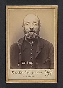 Barbichon. Jacques, Émile. 62 ans, né à Provins. Marchand de mouron. Anarchiste. 9/3/91. by Alphonse Bertillon
