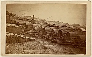 [Boats Along Riverbank] by Unknown