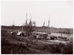 [Broadway Landing with Supply Boats, Appomattox River, Virginia]