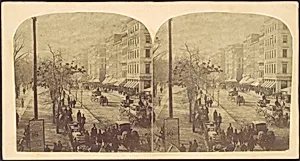 [Broadway with horse-drawn carriages]