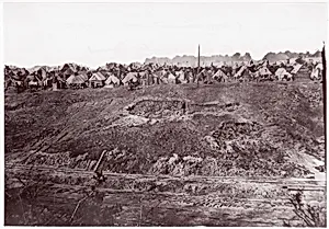 [Camp of Construction Corps, U.S. Military Railroad at City Point, Virginia] by Andrew Joseph Russell|Mathew B. Brady