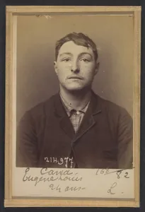 Cana. Eugène, Louis. 22 ans, né à Paris Vllle. Monteur en bronze. Anarchiste. 2/3/94.
