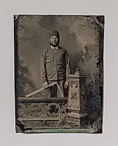 [Carpenter, Standing Behind a Decorative Balustrade, Holding a Square] by Unknown