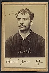 Charrié. Cyprien. 26 ans, né le 7/10/67 à Paris XVIlle. Imprimeur. Anarchiste 2/7/94.  by Alphonse Bertillon