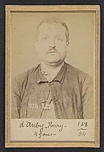 D'Auby. Henri. 48 (ou 49) ans, né à Montmédy (Meuse). Menuisier. Anarchiste. 28/2/94. by Alphonse Bertillon
