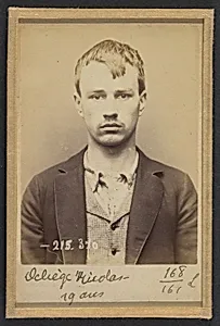 Deliège. Nicolas, François. 19 ans, né à Ixelles (Belgique). Tailleur d'habits. Anarchiste. 9/3/94.  by Alphonse Bertillon