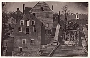 End of the Bridge after Burnside's Attack, Fredericksburg, Virginia by Andrew Joseph Russell|Mathew B. Brady