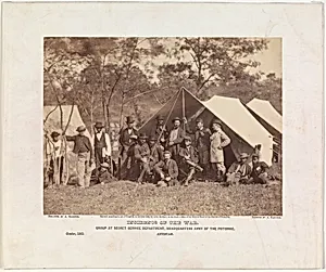 Group at Secret Service Department, Headquarters, Army of the Potomac, Antietam, October 1862 by Alexander Gardner