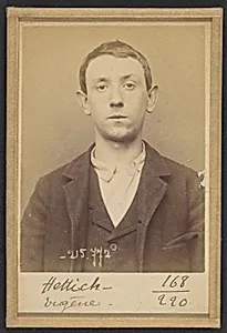 Hettich (ou Hettig). Eugène. 17 ans, né le 6/1/77 à Paris XXe. Cocher. Anarchiste. 16/3/94. by Alphonse Bertillon