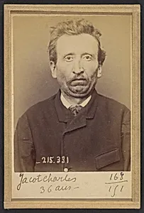Jacot. Charles, Émile. 36 ans, né à Allenjoie (Doubs). Colporteur Anarchiste. 8/3/94. by Alphonse Bertillon