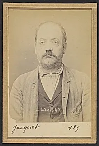 Jacquet. Hippolyte, Edouard. 49 ans, né le 15/3/45 à Paris Ille. Sellier-maroquinier. Anarchiste. 3/7/94.  by Alphonse Bertillon