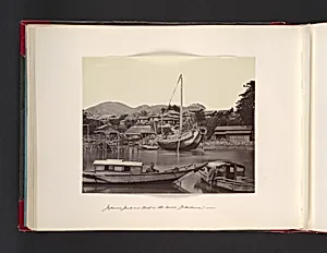 Japanese Junk and Boats in the Canal, Yokohama by John Thomson