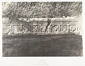 Jérusalem, Vallée de Hinnom, Détails de la frise de la retraite des Apôtres by Imprimerie photographique de Blanquart-Évrard, à Lille|Auguste Salzmann
