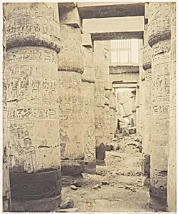 Karnak (Thèbes), Palais - Salle Hypostyle - Fenêtre et Chapiteaux des Galleries Latérales by Félix Teynard|Imprimerie Photographique de H. de Fonteny et Cie