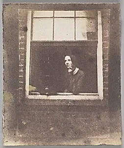 Lady in Open Window with Bird Cage