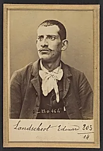 Landschoot. Edouard. 27 ans, né le 6/8/67 à Paris. Bijoutier. Anarchiste. 2/7/94. by Alphonse Bertillon