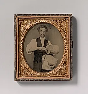 [Man Riving Wood with Froe and Club] by Unknown