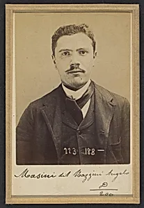Masini (dit Mazzini). Angelo, Henri. 25 ans, né le 4/9/69 à Milan (Italie). Ébéniste. Anarchiste. 1/9/94.  by Alphonse Bertillon