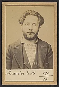 Maurin. Émile, Auguste. 31 ans, né à Marseille (Bouche du Rhône). Ex photographe. Anarchiste. 2/7/94.  by Alphonse Bertillon