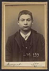 Mocquet. Georges, Gustave. 17 ans, né le 17/5/76 à Paris IXe. Tapissier. Anarchiste. 6/1/94. by Alphonse Bertillon