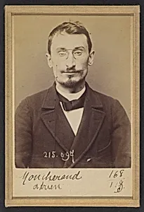 Moucheraud. Adrien, Eugène. 28 ans, né à Paris IVe. Imprimeur. Anarchiste. 4/3/94. by Alphonse Bertillon