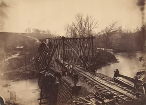 Part of Construction Corps Building New Military Truss Bridge Across Bull Run