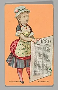 [Photo Collage: Woman Holding "1880" Calendar for March and April] by Juan Pedro Chabalgoity
