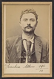 Ponchia. Charles, Albino. 32 ans, né le 1/3/62 à Montanaro (Italie). Menuisier. Anarchiste. 2/7/94.  by Alphonse Bertillon
