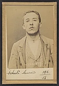 Schulé. Armand. 21 ans, né le 28/2/73 à Choisy-le-Roi. Comptable. Anarchiste. 2/7/94. by Alphonse Bertillon