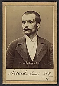 Sicard. André. 32 ans, né à Nîmes le 25/10/62. Bijoutier. Anarchiste. 2/7/94. by Alphonse Bertillon