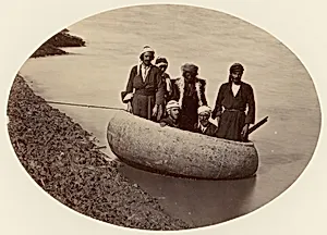 [Six Men in a Round Boat, Baghdad] by Unknown